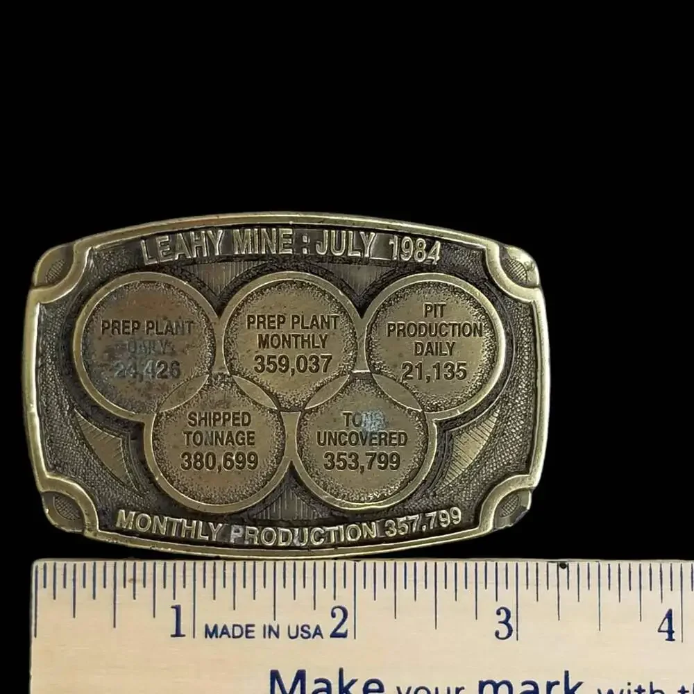 Vintage Leahy Mine Belt Buckle – July 1984 Amax‎ Coal Company Solid Brass USA